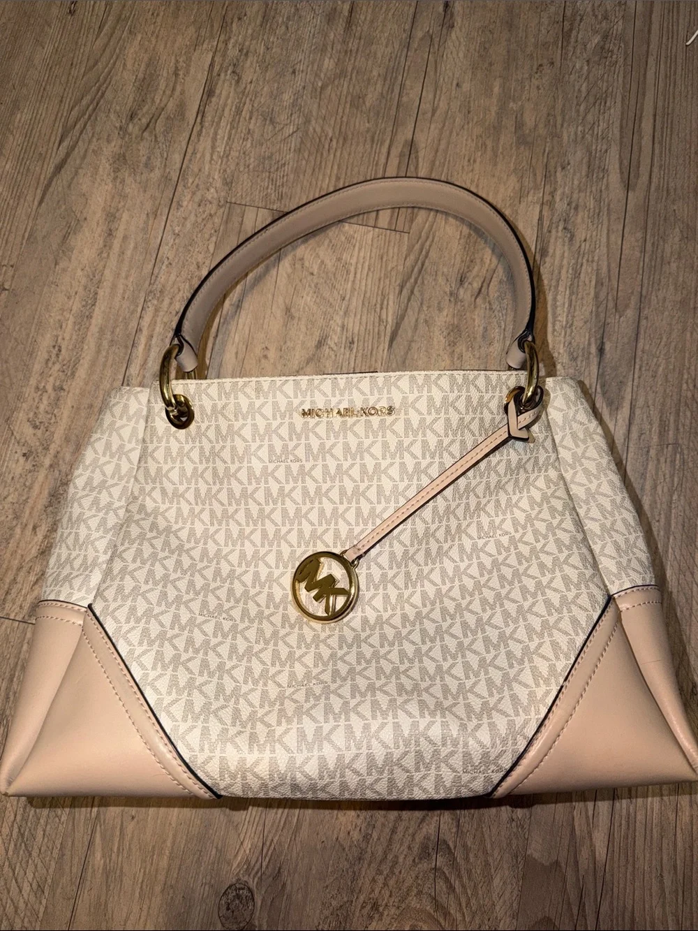 Michael Kors Cream and Blush Signature Satchel